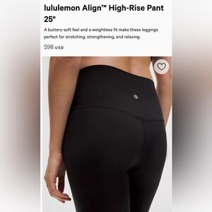 lululemon high rise Align black leggings EUC